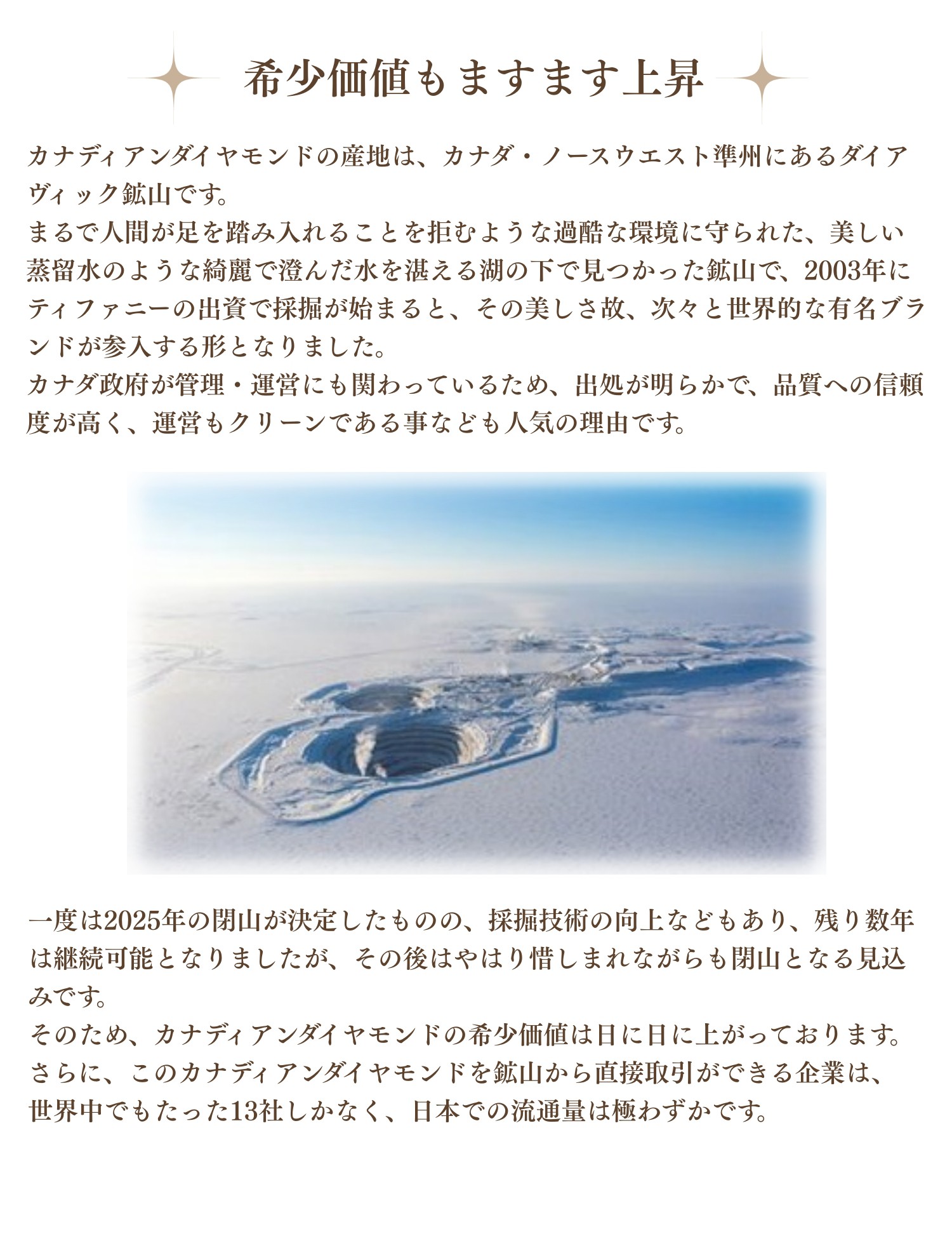 カナディアンダイヤモンド 高い希少価値