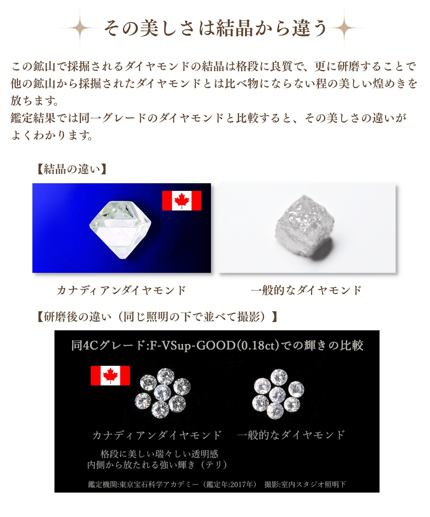 カナディアンダイヤモンド 結晶の美しさ