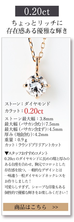 一粒ダイヤモンドネックレス0.20ct